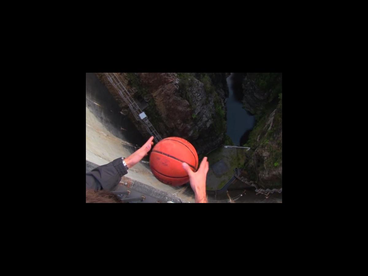 WATCH What happens when basketball is dropped 126.5m off this dam ...