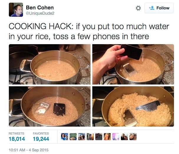 Get your phone wet? Don’t bother using rice to dry it out! Nova 969