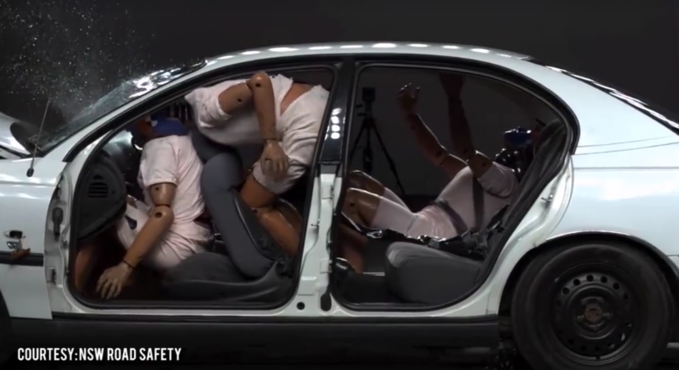 Slow motion crash video shows the shocking impact of not wearing a seat